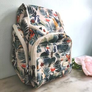 LUG Caddy Toiletry Case Tropical Jungle Print Lightweight Small Bag Cream